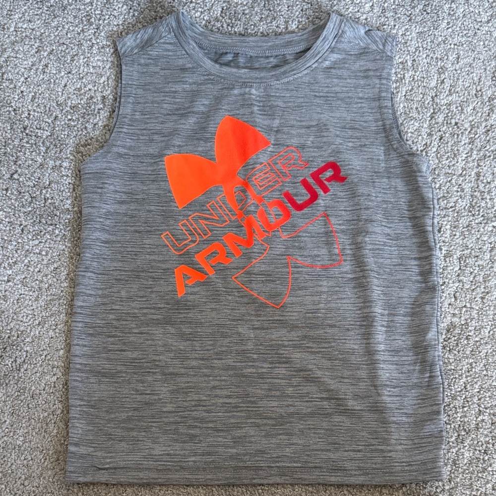 Under Armour Kids Gray Tank Top with Orange Logo